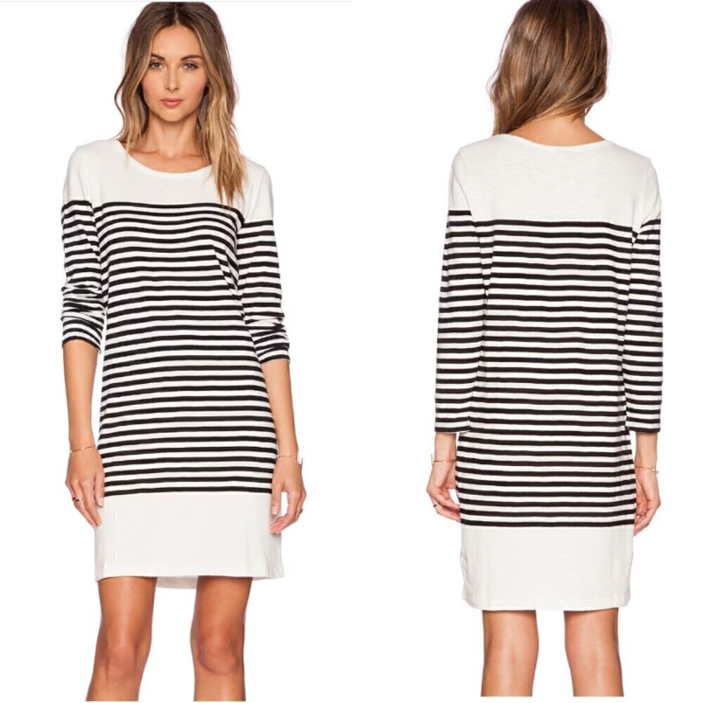 Joie Pentea B Striped 3/4 Sleeve Shift T-shirt Dress, size Small